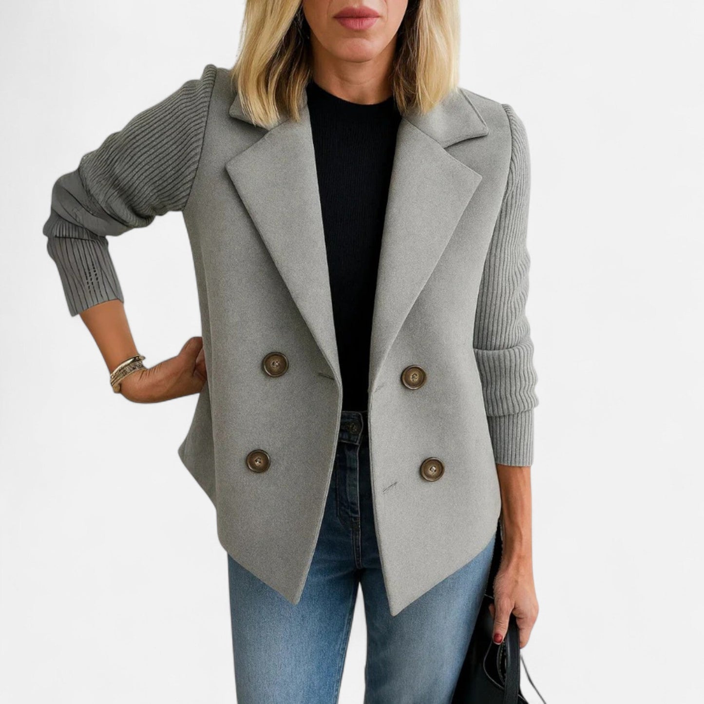 Elegant women's winter coat featuring a classic cut and comfortable fit, displayed on a hanger against a neutral background. 7