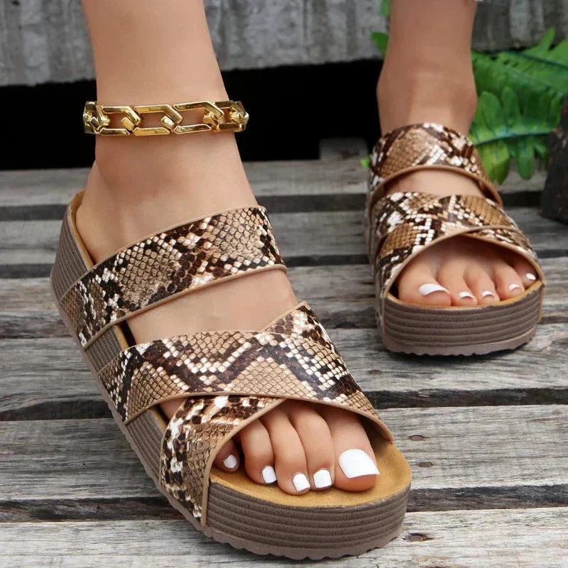 Orthopedic women's sandals on a platform with open toes, showcasing a comfortable design suitable for everyday wear. 3