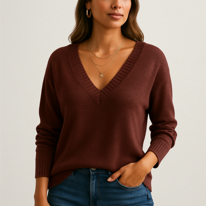 Norvavi | Stylowy damski sweter z dekoltem w serek