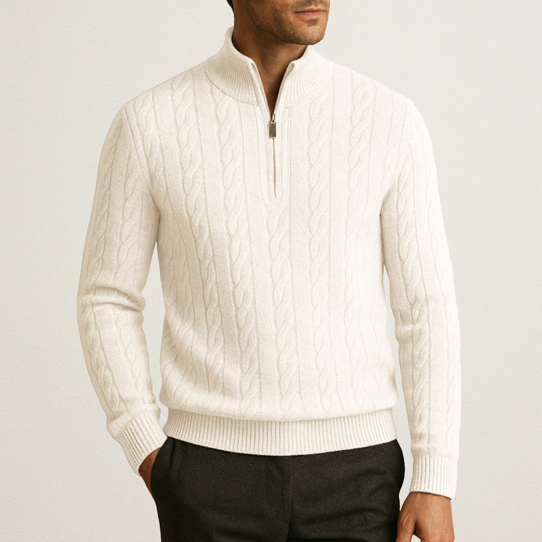 Norvavi | Męski sweter z prążkowanym półzamkiem