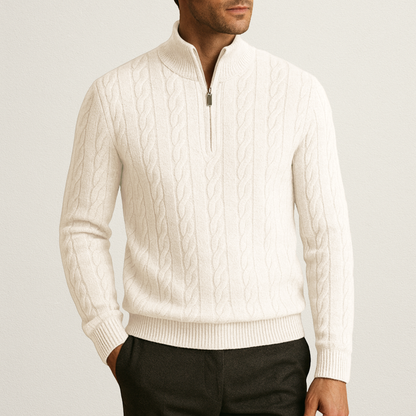 Norvavi | Męski sweter z prążkowanym półzamkiem