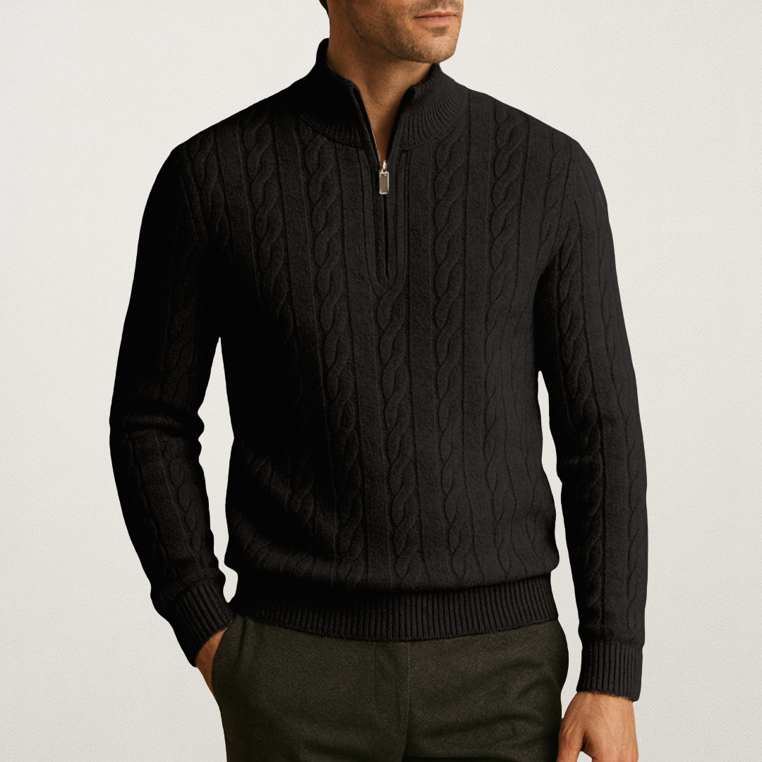 Norvavi | Męski sweter z prążkowanym półzamkiem