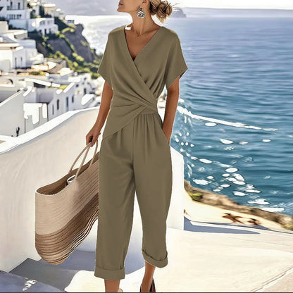 Kimberly™ | Zestaw Damski Dwuczęściowy z Kopertową Bluzką i Spodniami 2