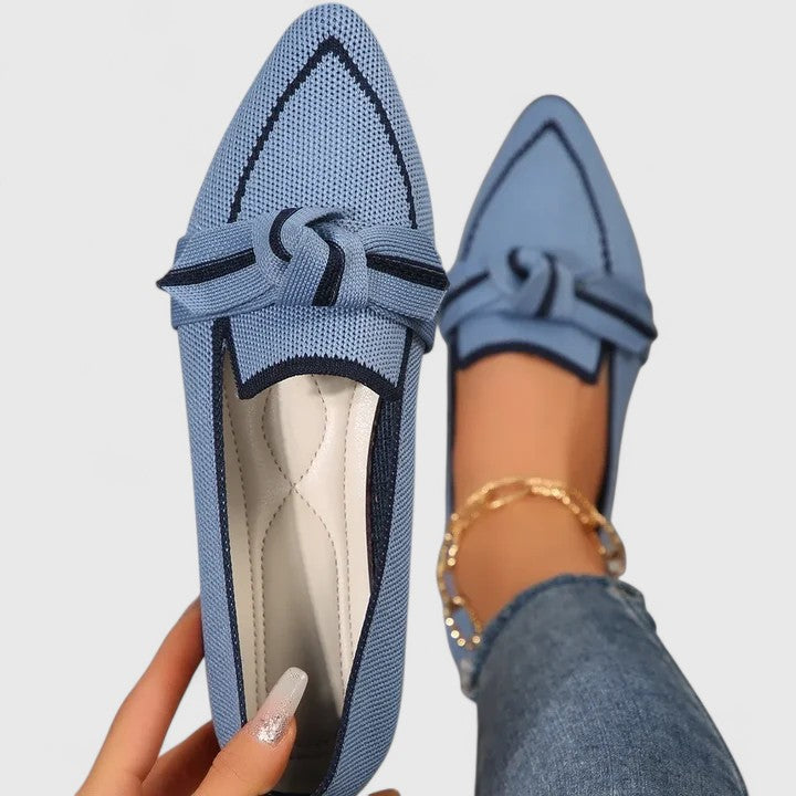 Damskie mokasyny skórzane z wsuwanym wzorem, ukazujące elegancki design i stylowy kształt 1