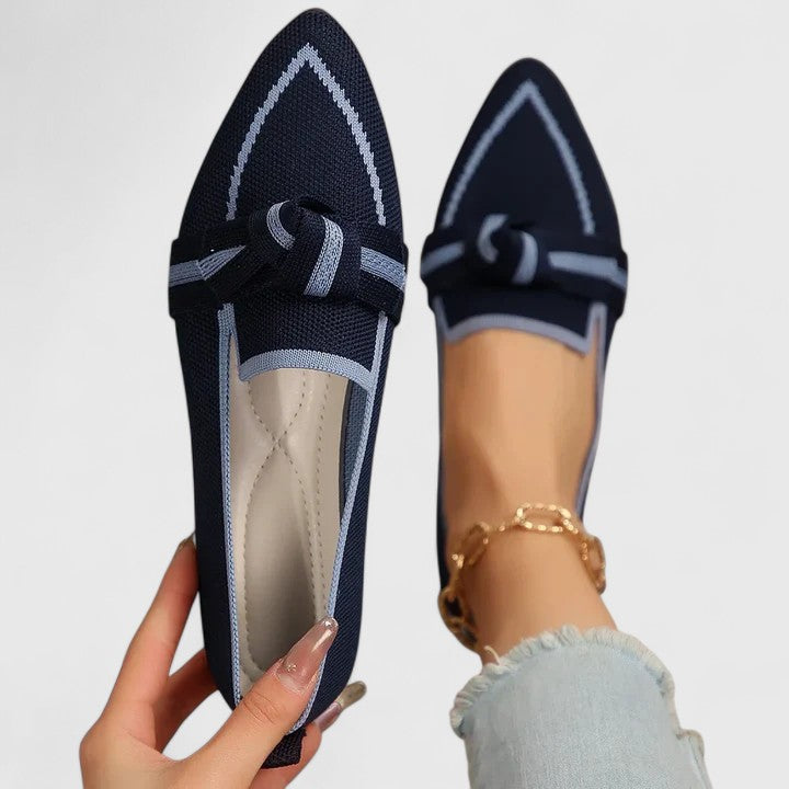 Damskie mokasyny skórzane z wsuwanym wzorem, ukazujące elegancki design i stylowy kształt 4