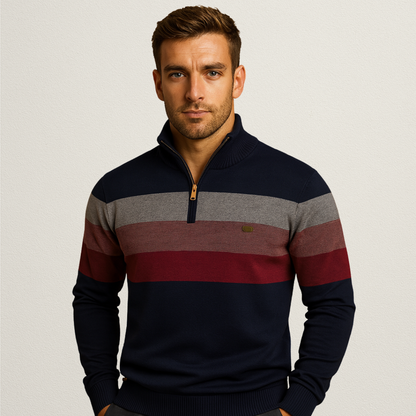 Norvavi | Męski sweter w paski z półsuwakiem