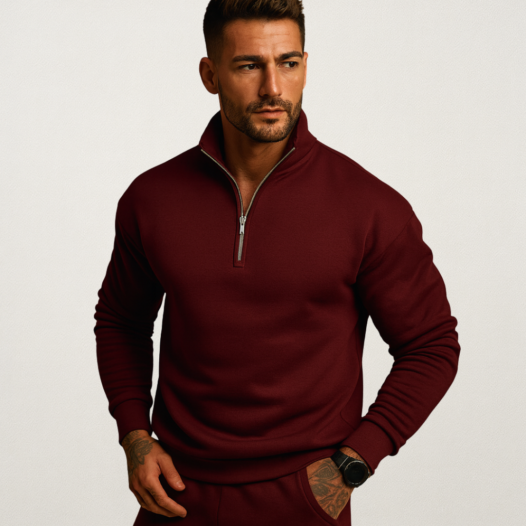 Norvavi | Męski dzianinowy sweter zimowy z półsuwakiem