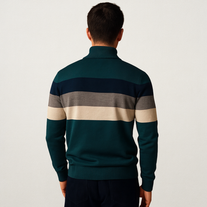 Norvavi | Męski sweter w paski z półsuwakiem