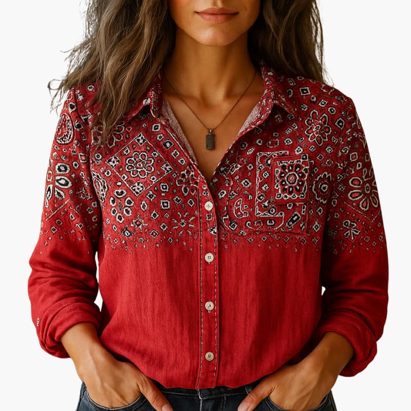 Women's white shirt with a classic collar and long sleeves. 0