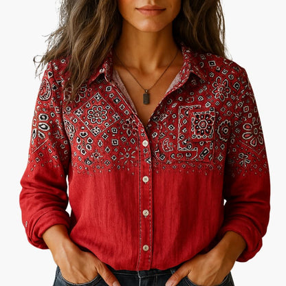 Women's white shirt with a classic collar and long sleeves. 0
