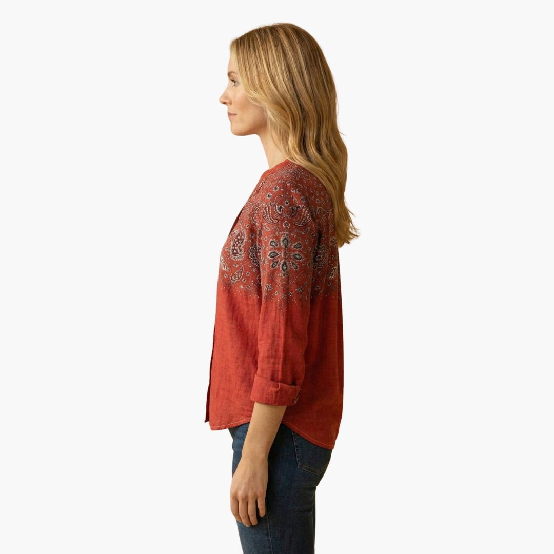 Women's white shirt with a classic collar and long sleeves. 3