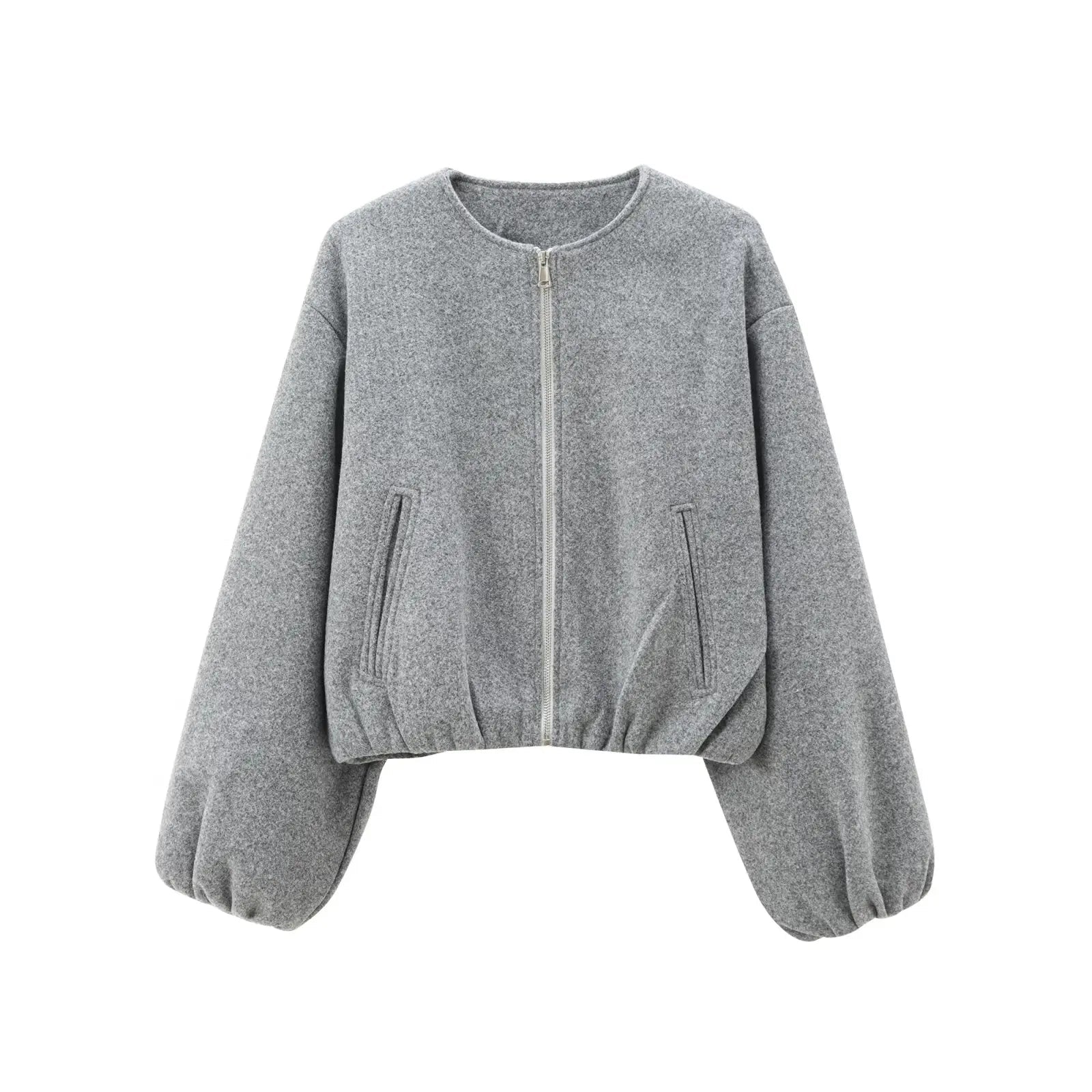 Women's bomber jacket with a round neckline and a loose fit. 0
