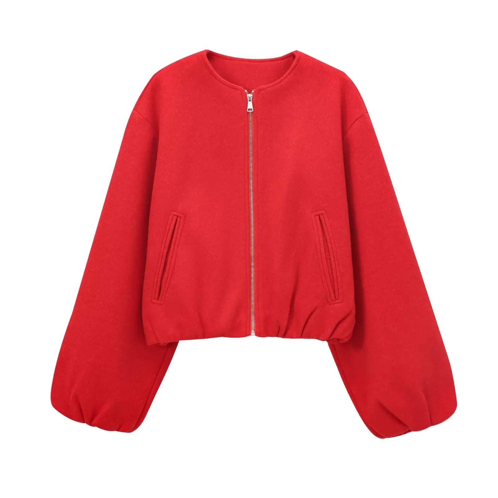 Women's bomber jacket with a round neckline and a loose fit. 5