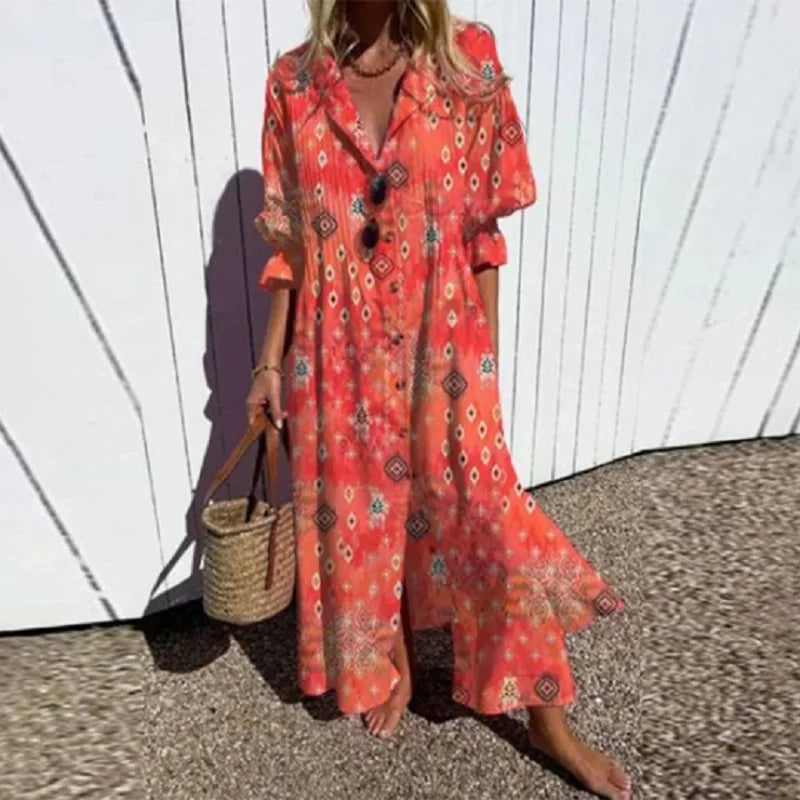 A woman wearing a short summer dress with lace accents, standing in a garden setting. 3