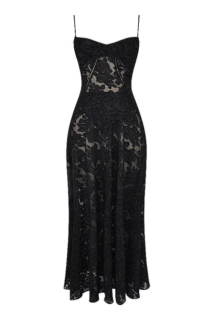 Maxi dress for women featuring a floral pattern and a fitted bodice, suitable for weddings. 2