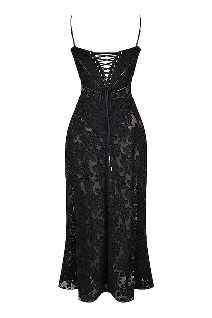 Maxi dress for women featuring a floral pattern and a fitted bodice, suitable for weddings. 4