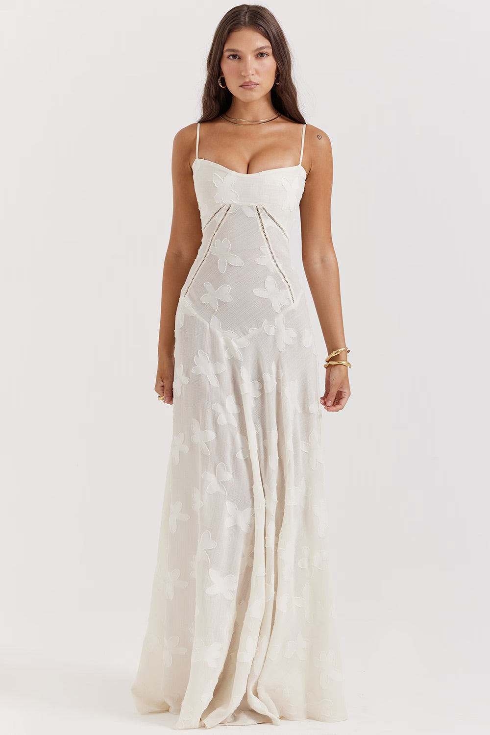 Maxi dress for women featuring a floral pattern and a fitted bodice, suitable for weddings. 5