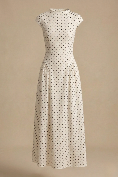 Maxi dress for women featuring a high neckline and sleeves with a hood, designed for formal events such as weddings. 4