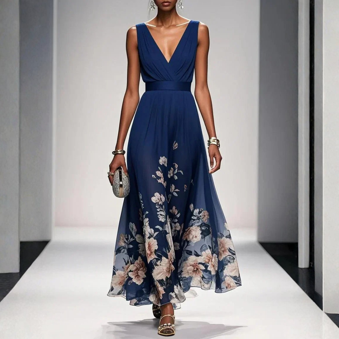 Maxi dress for women featuring a floral pattern and elegant design. 1