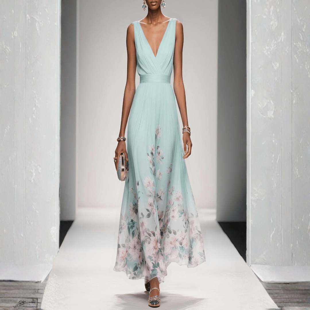 Maxi dress for women featuring a floral pattern and elegant design. 3