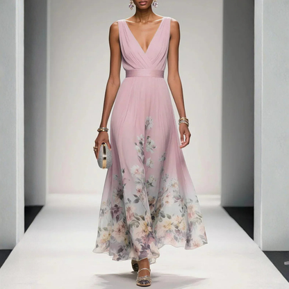 Maxi dress for women featuring a floral pattern and elegant design. 4