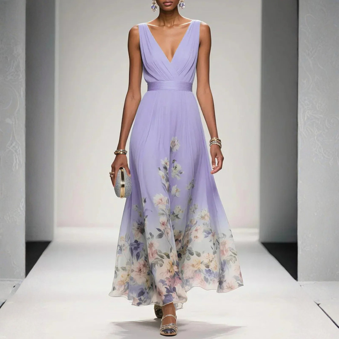 Maxi dress for women featuring a floral pattern and elegant design. 5