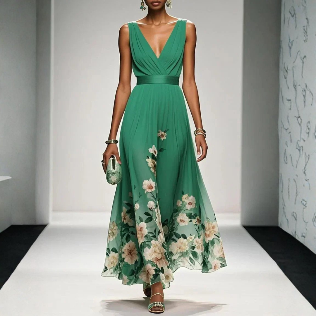 Maxi dress for women featuring a floral pattern and elegant design. 7