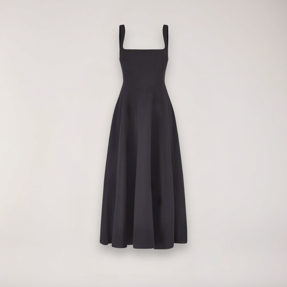 A midi dress for women featuring a fitted waist and a pleated skirt, designed for formal occasions like weddings. 10