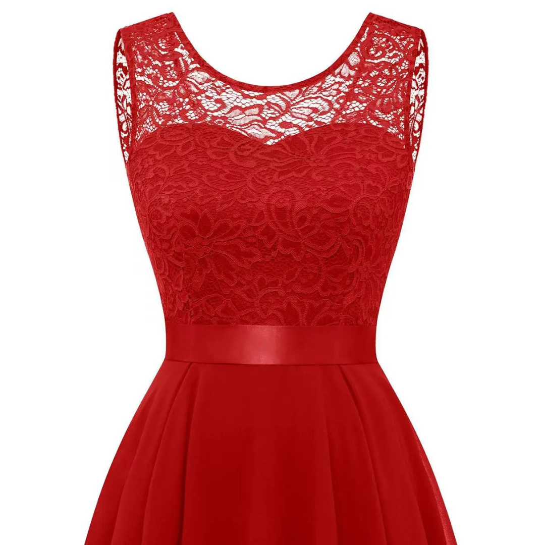 Elegant midi dress for women featuring a high waist and an asymmetrical hemline. 3