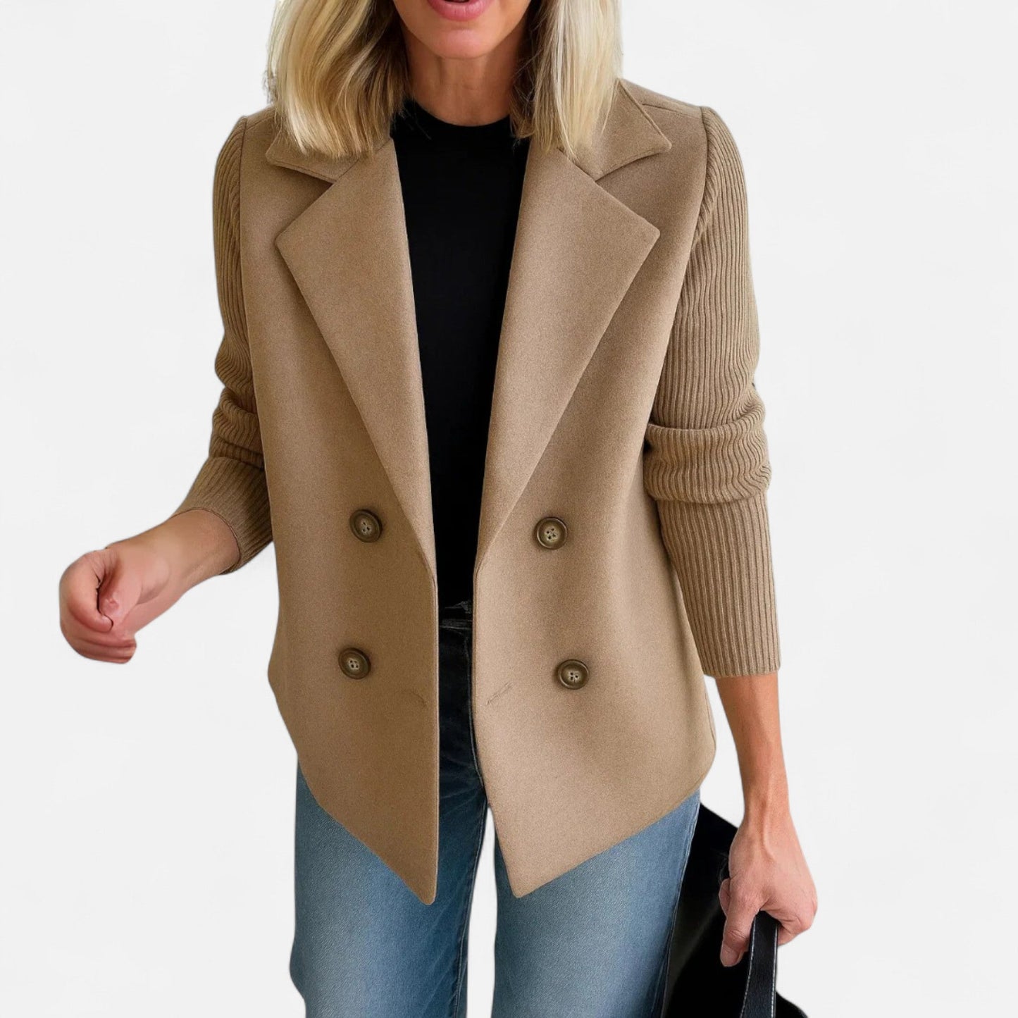 Elegant women's winter coat featuring a classic cut and comfortable fit, displayed on a hanger against a neutral background. 0