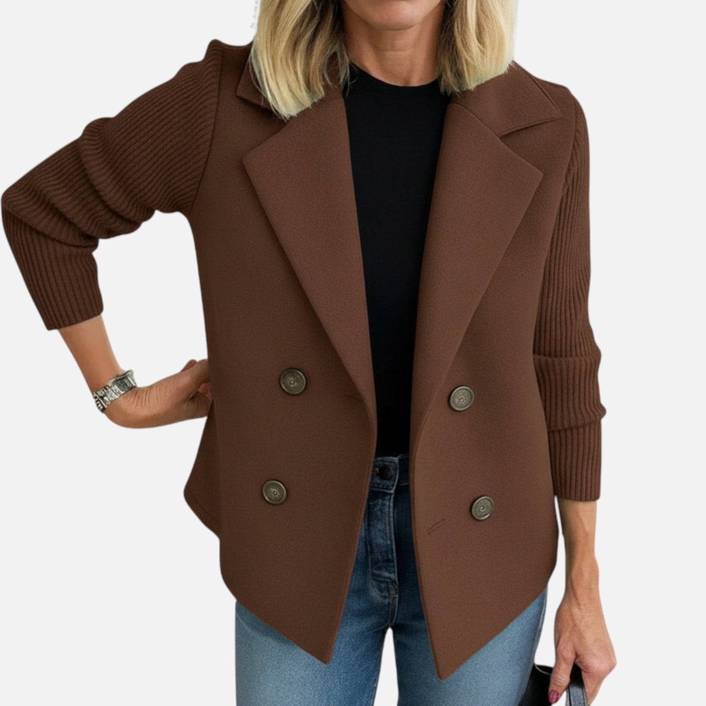 Elegant women's winter coat featuring a classic cut and comfortable fit, displayed on a hanger against a neutral background. 4