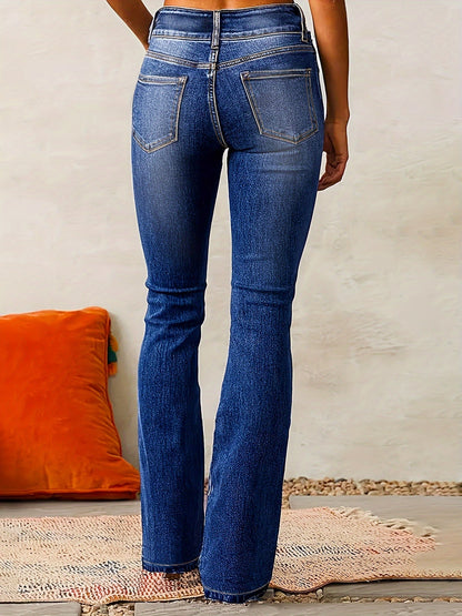 Woman's high-waisted black jeans with wide legs displayed on a plain background. 4
