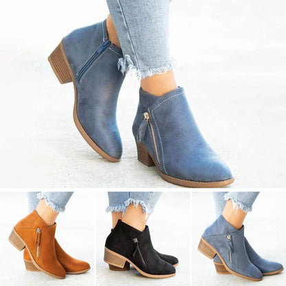 Low women's leather shoes with a zipper and arch support, featuring a sleek design and a comfortable fit. 2