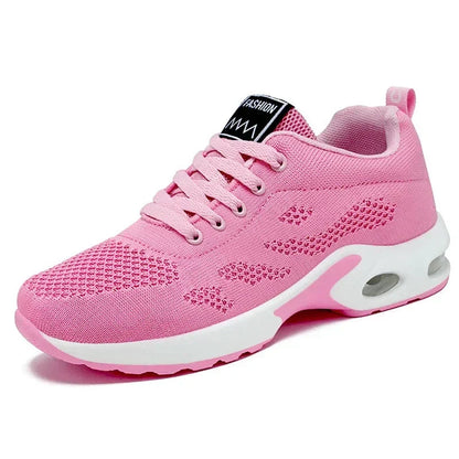 Sport shoes for women featuring a thick sole, showcasing a blend of pink and navy colors. 10