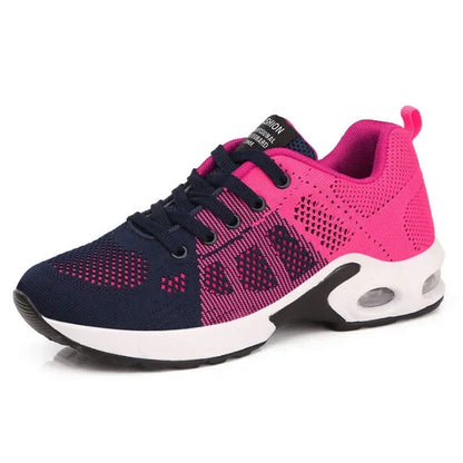 Sport shoes for women featuring a thick sole, showcasing a blend of pink and navy colors. 5