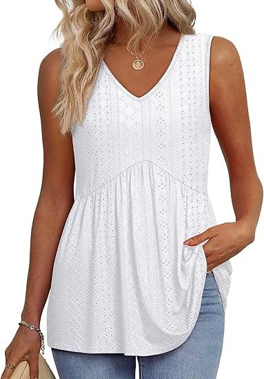 Sleeveless women's top featuring a V-neck design, showcasing a fitted silhouette and a clean, elegant appearance. 1