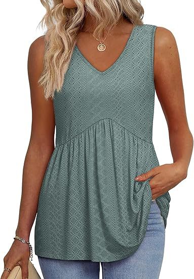 Sleeveless women's top featuring a V-neck design, showcasing a fitted silhouette and a clean, elegant appearance. 2