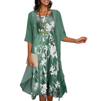 A long-sleeved evening dress displayed on a mannequin, featuring a fitted bodice and flowing skirt, showcasing its elegant design and comfortable fit. 2