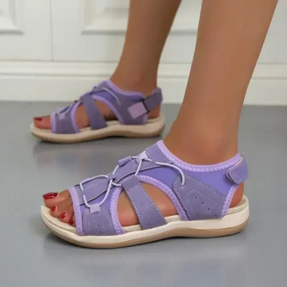 Orthopedic women's sandals with an open design, featuring adjustable straps and a cushioned footbed for comfort. 13