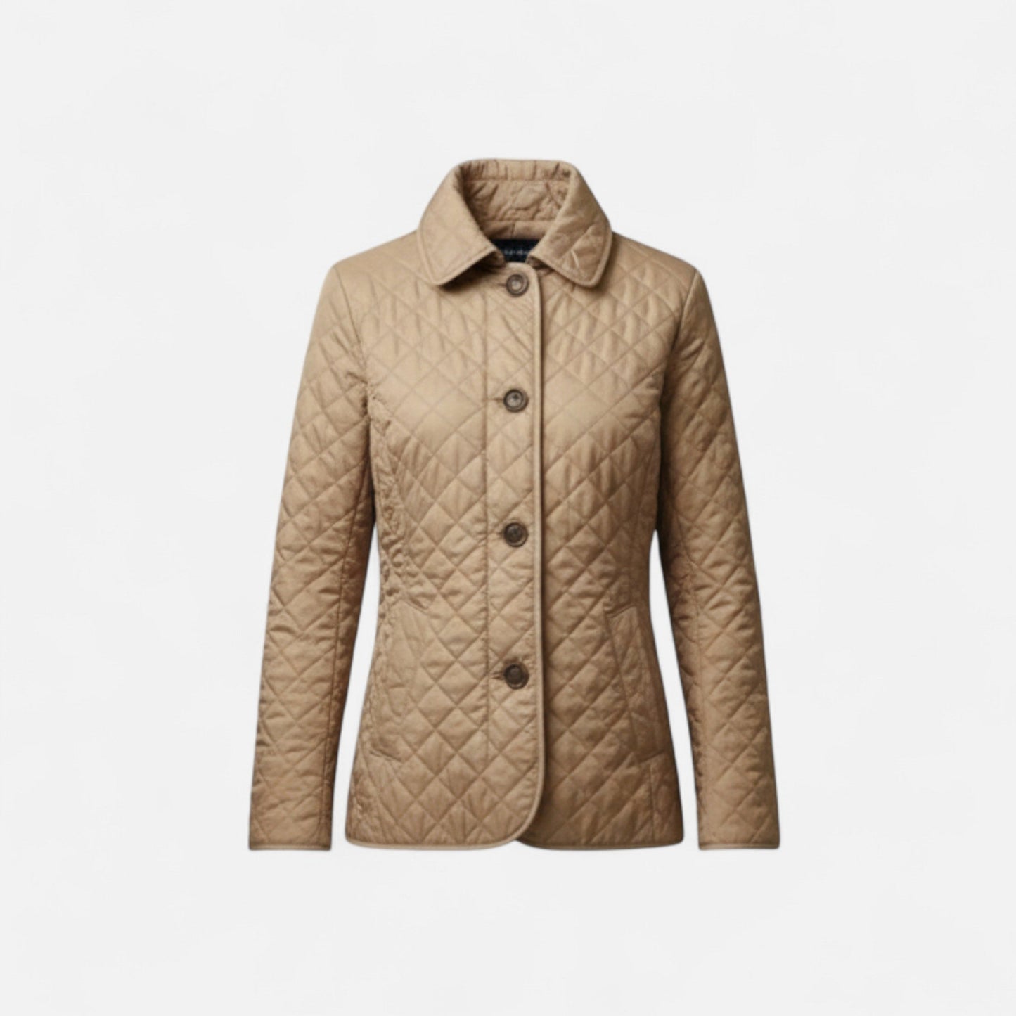 A women's winter jacket featuring an insulated design and a stylish collar, showcased on a mannequin against a neutral background. 5