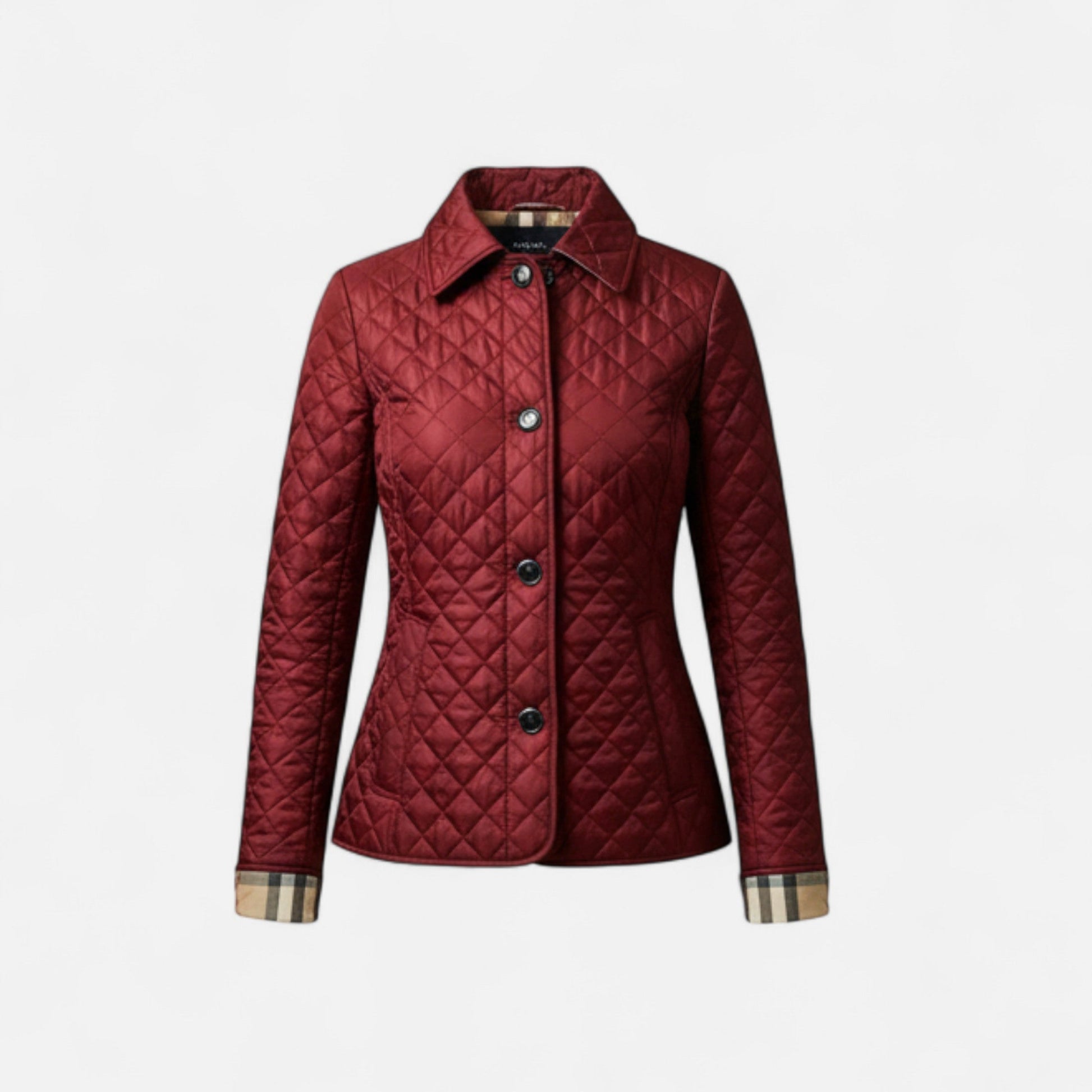 A women's winter jacket featuring an insulated design and a stylish collar, showcased on a mannequin against a neutral background. 7