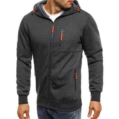 Men's zip-up hoodie with a loose fit, featuring a drawstring hood and front pockets. 3