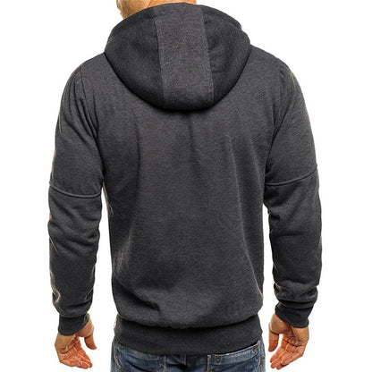 Men's zip-up hoodie with a loose fit, featuring a drawstring hood and front pockets. 5