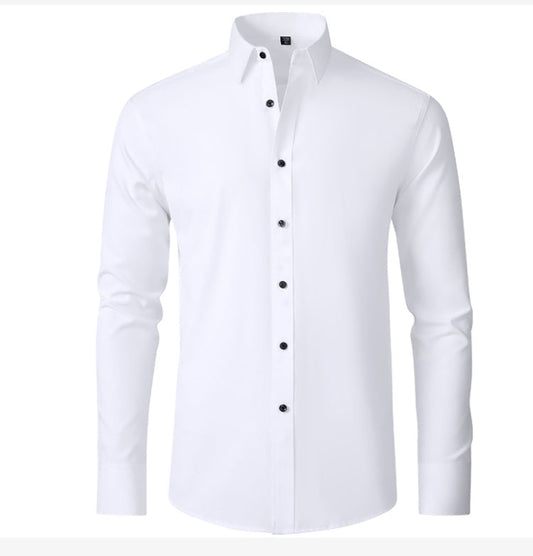 Men's short-sleeve flexible shirt featuring a modern design, displayed on a mannequin in a well-lit setting. The shirt has a relaxed fit and 0