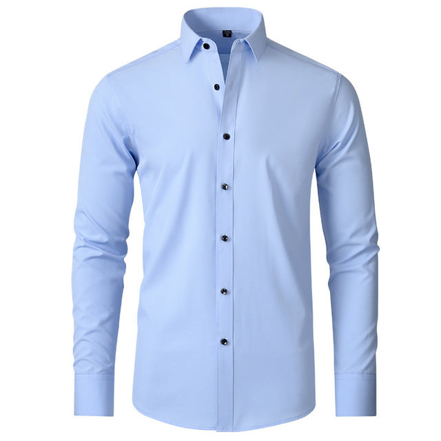 Men's short-sleeve flexible shirt featuring a modern design, displayed on a mannequin in a well-lit setting. The shirt has a relaxed fit and 2