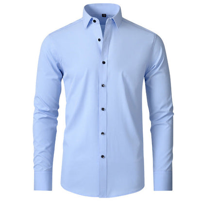 Men's short-sleeve flexible shirt featuring a modern design, displayed on a mannequin in a well-lit setting. The shirt has a relaxed fit and 2