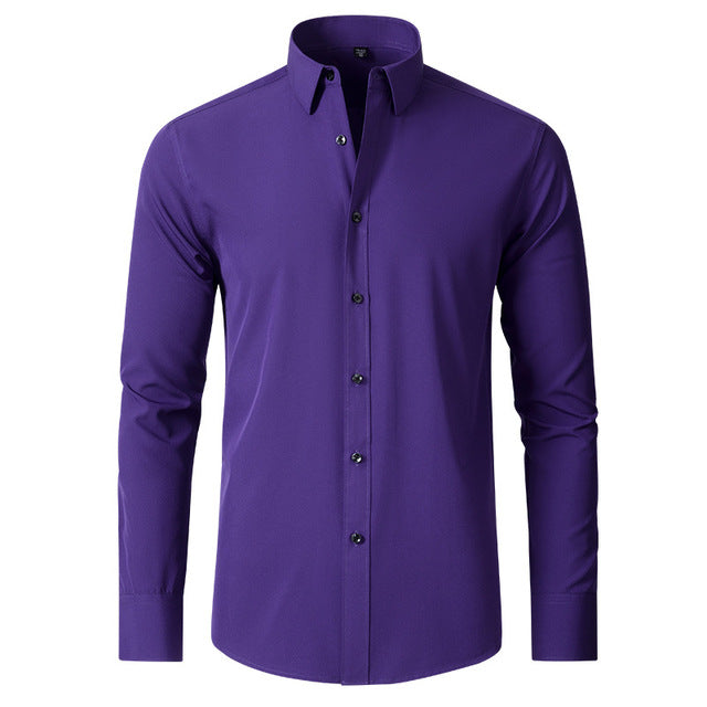 Men's short-sleeve flexible shirt featuring a modern design, displayed on a mannequin in a well-lit setting. The shirt has a relaxed fit and 4