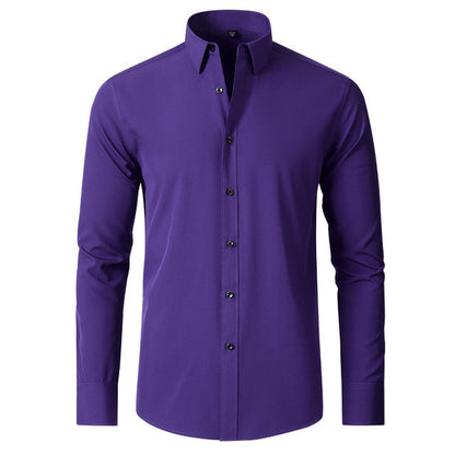 Men's short-sleeve flexible shirt featuring a modern design, displayed on a mannequin in a well-lit setting. The shirt has a relaxed fit and 4