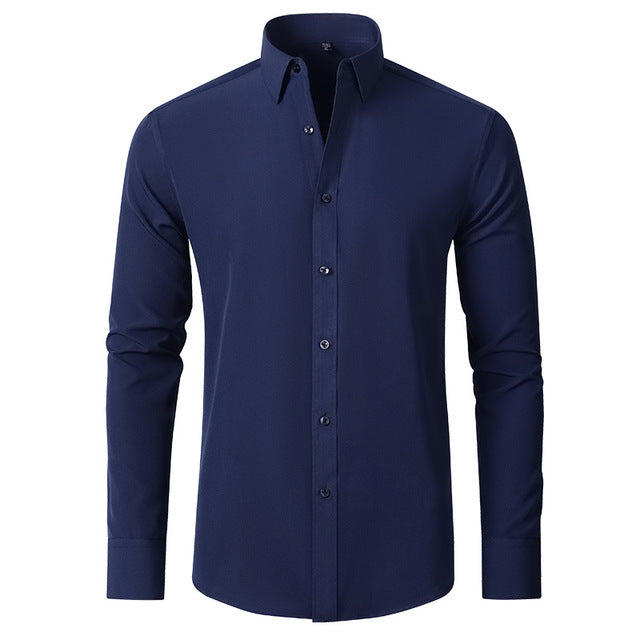 Men's short-sleeve flexible shirt featuring a modern design, displayed on a mannequin in a well-lit setting. The shirt has a relaxed fit and 5
