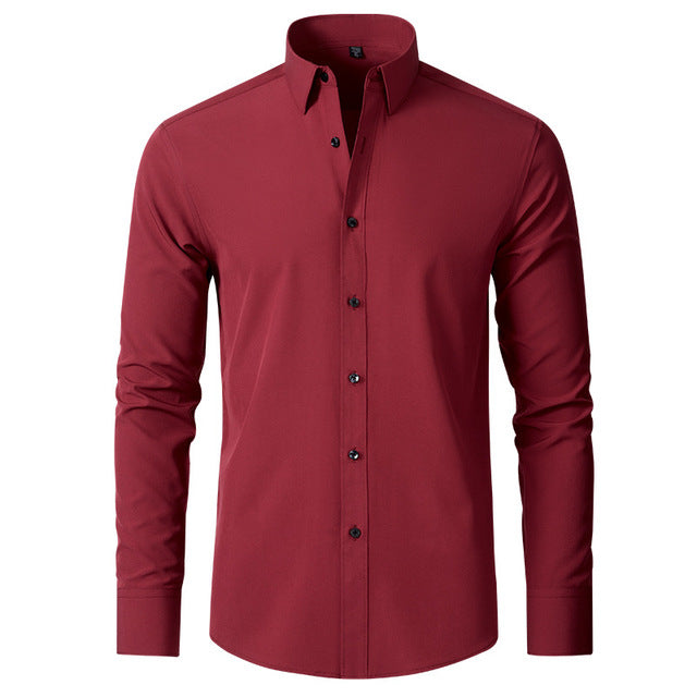 Men's short-sleeve flexible shirt featuring a modern design, displayed on a mannequin in a well-lit setting. The shirt has a relaxed fit and 6